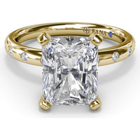 Radiant Cut Engagement Ring Setting with Flush Set Diamond Band by Fana - 0.27 Carat Total Diamond Weight