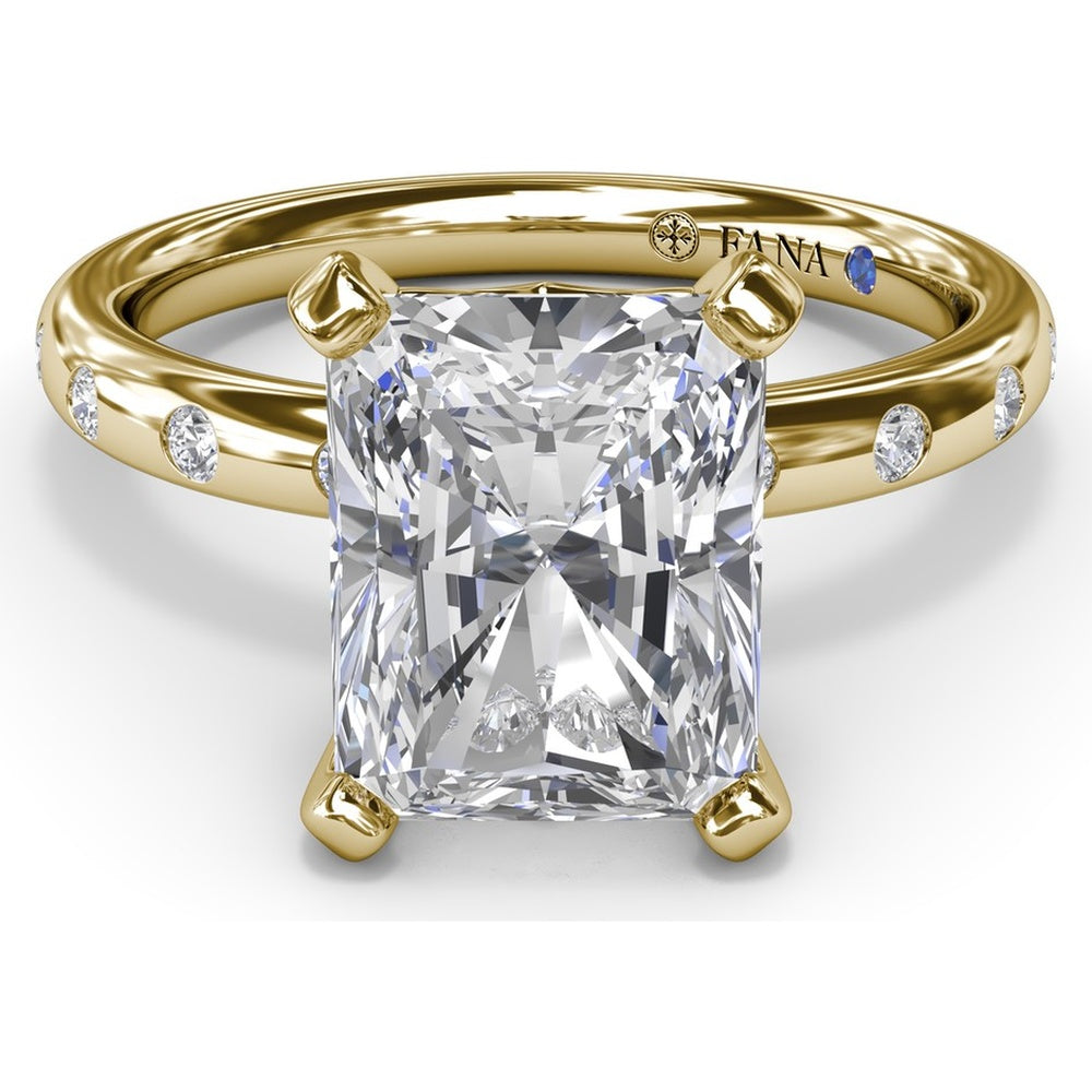 Radiant Cut Engagement Ring Setting with Flush Set Diamond Band by Fana - 0.27 Carat Total Diamond Weight