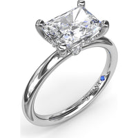 Radiant East-West Solitaire Engagement Ring Setting with Hidden Halo and Peek-A-Boo Diamond by Fana - 0.02 Carat Total Diamond Weight