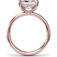 Radiant East-West Solitaire Engagement Ring Setting with Hidden Halo and Peek-A-Boo Diamond by Fana - 0.02 Carat Total Diamond Weight