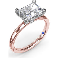 Radiant East-West Solitaire Engagement Ring Setting with Hidden Halo and Peek-A-Boo Diamond by Fana - 0.02 Carat Total Diamond Weight