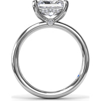Radiant East-West Solitaire Engagement Ring Setting with Hidden Halo and Peek-A-Boo Diamond by Fana - 0.02 Carat Total Diamond Weight