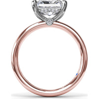 Radiant East-West Solitaire Engagement Ring Setting with Hidden Halo and Peek-A-Boo Diamond by Fana - 0.02 Carat Total Diamond Weight