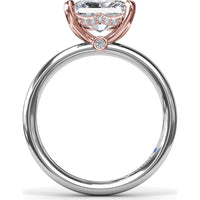 Radiant East-West Solitaire Engagement Ring Setting with Hidden Halo and Peek-A-Boo Diamond by Fana - 0.02 Carat Total Diamond Weight