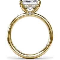 Radiant East-West Solitaire Engagement Ring Setting with Hidden Halo and Peek-A-Boo Diamond by Fana - 0.02 Carat Total Diamond Weight