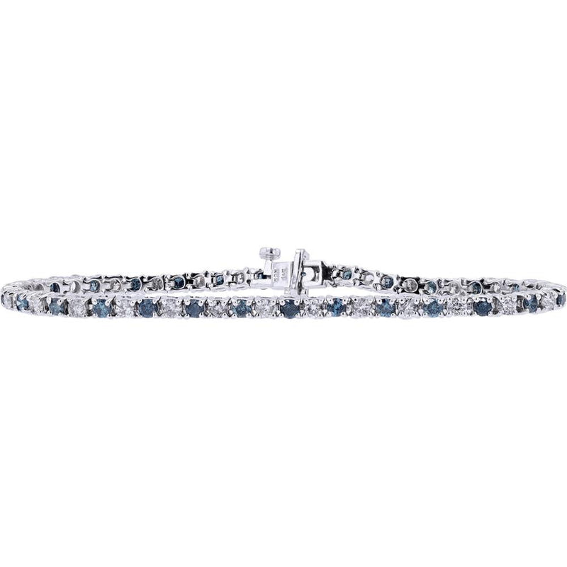 Radiant Nightsky 14K White Gold 4 Carat Blue & White Diamond Bracelet