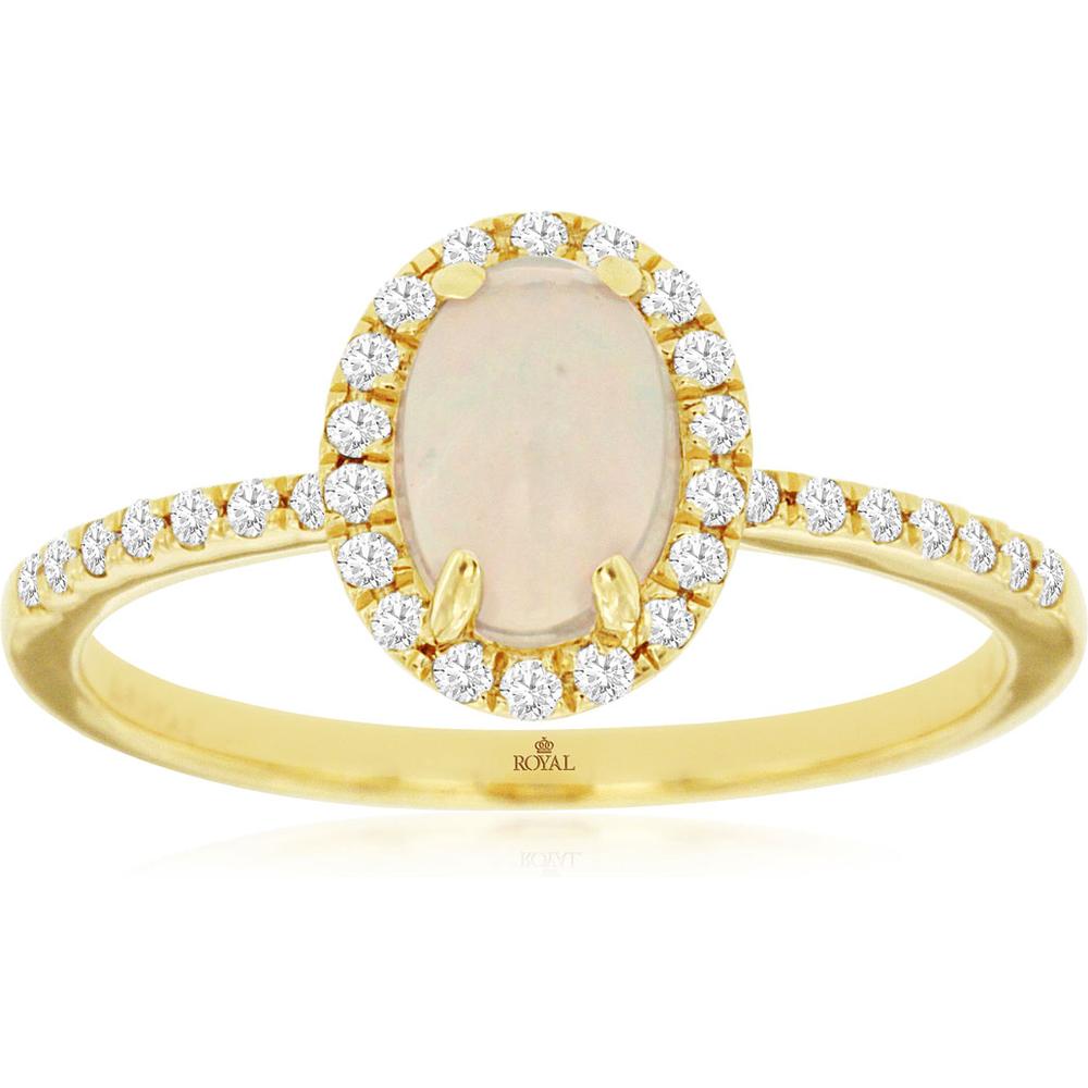 Radiant Opal and Diamond 14K Yellow Gold Ring