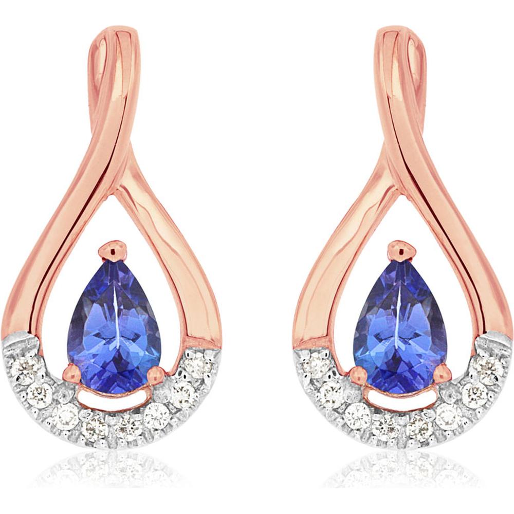 Radiant Rose Gold Tanzanite and Diamond Halo Earrings