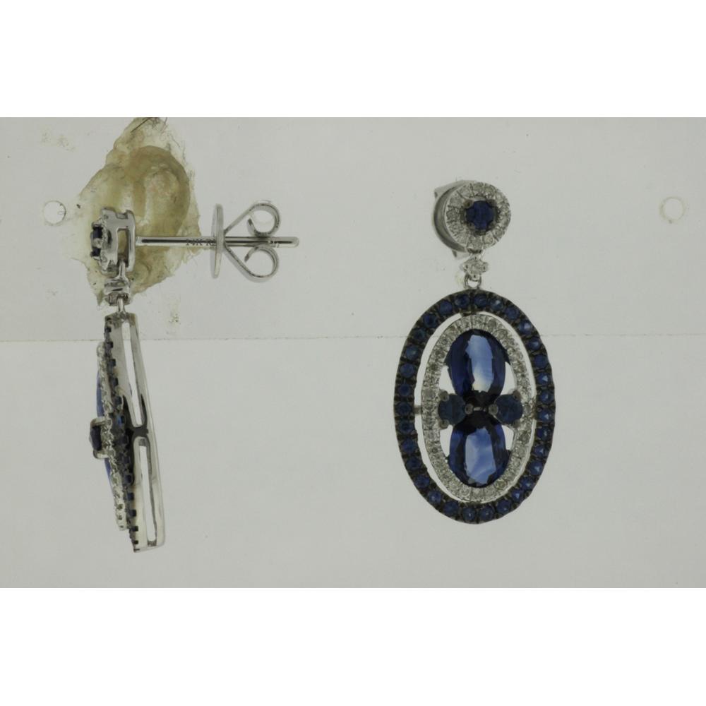 Radiant Royal 14K White Gold Sapphire & Diamond Earrings - Stunning Sophistication