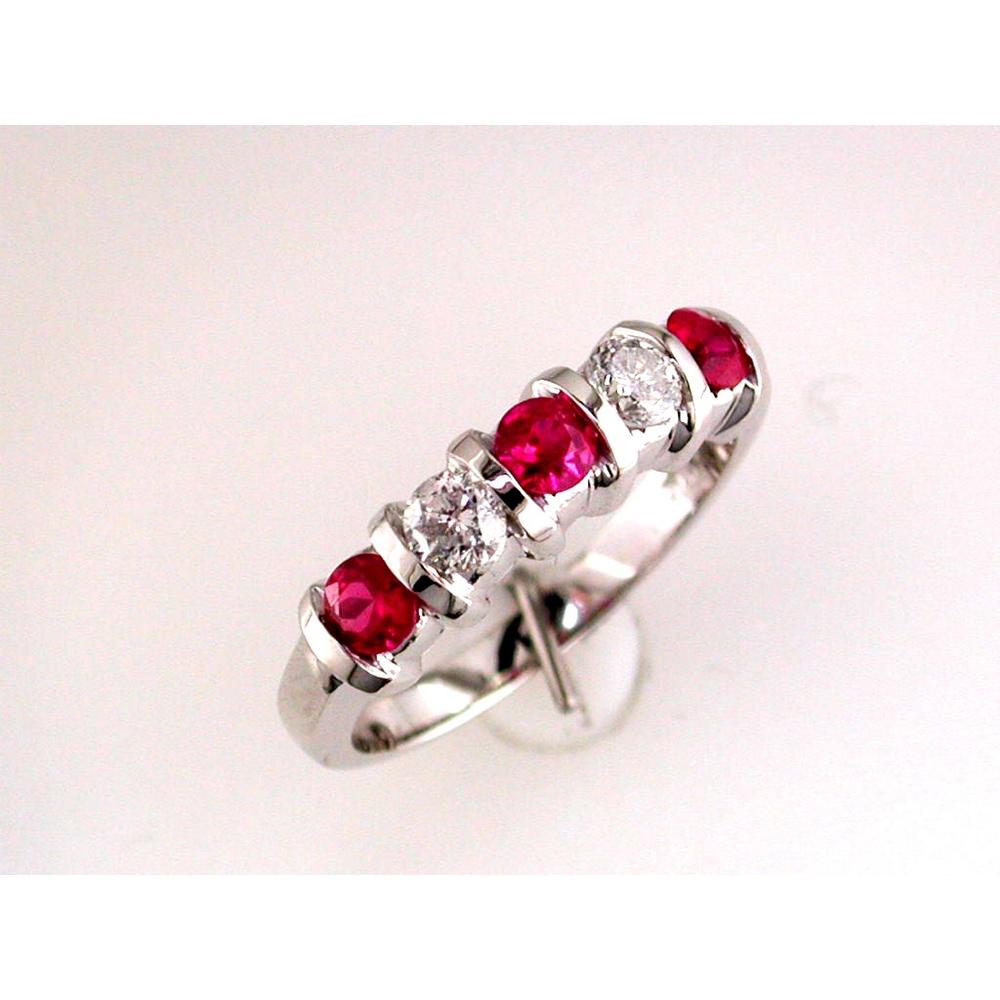 Radiant Ruby & Diamond 14K White Gold Band