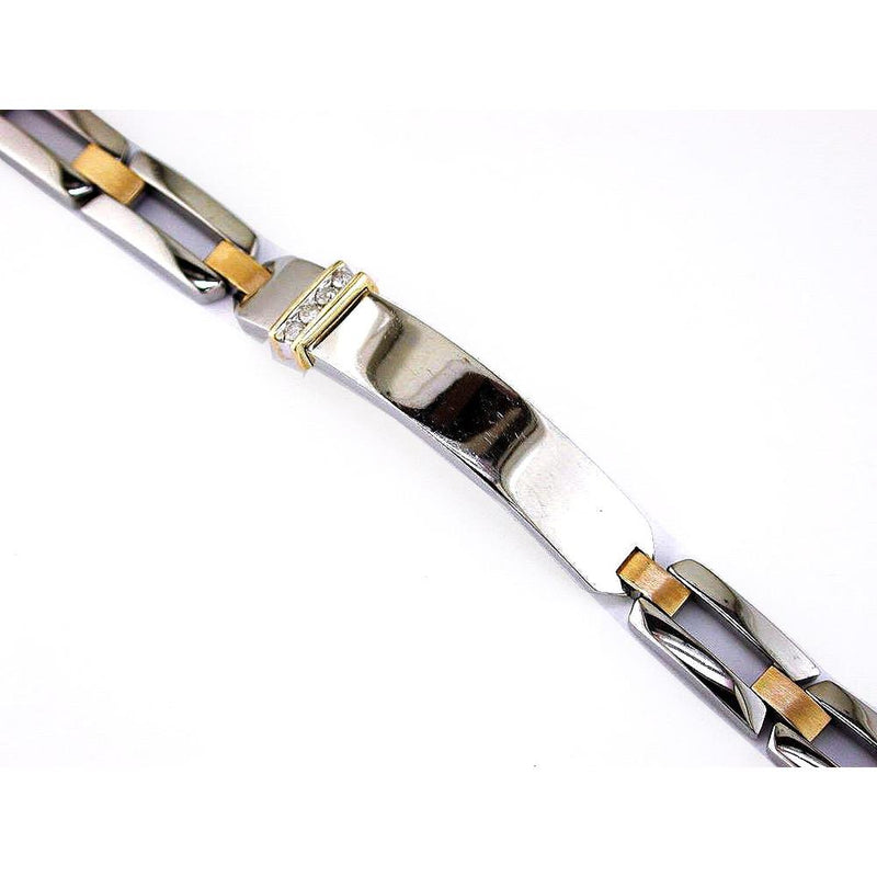 Radiant Stainless Steel and 14K Diamond Bracelet