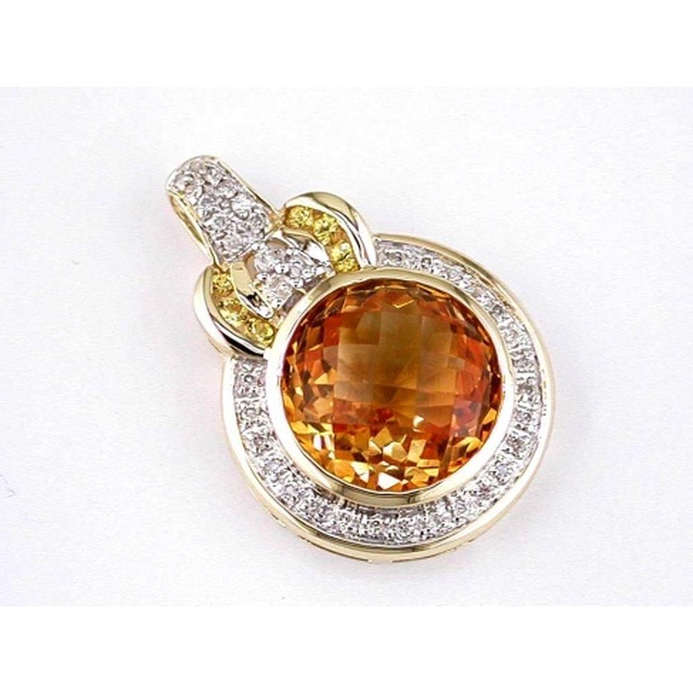 Radiant Sunburst 14K Yellow Gold Citrine & Diamond Pendant