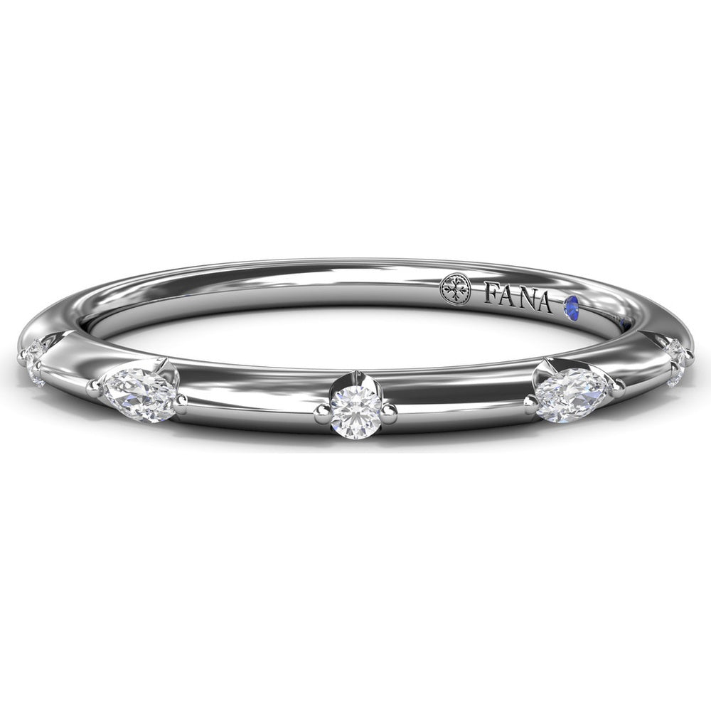 Raindrop Diamond Wedding Band with Alternating Marquise and Round Diamonds by Fana - 0.09 Carat Total Diamond Weight