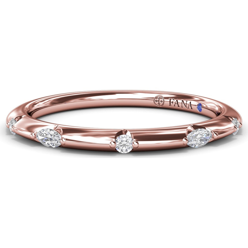 Raindrop Diamond Wedding Band with Alternating Marquise and Round Diamonds by Fana - 0.09 Carat Total Diamond Weight