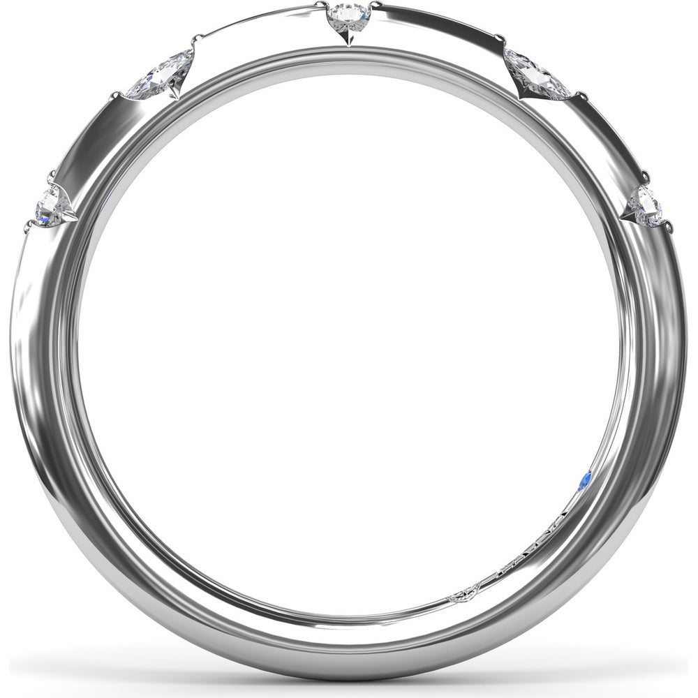Raindrop Diamond Wedding Band with Alternating Marquise and Round Diamonds by Fana - 0.09 Carat Total Diamond Weight