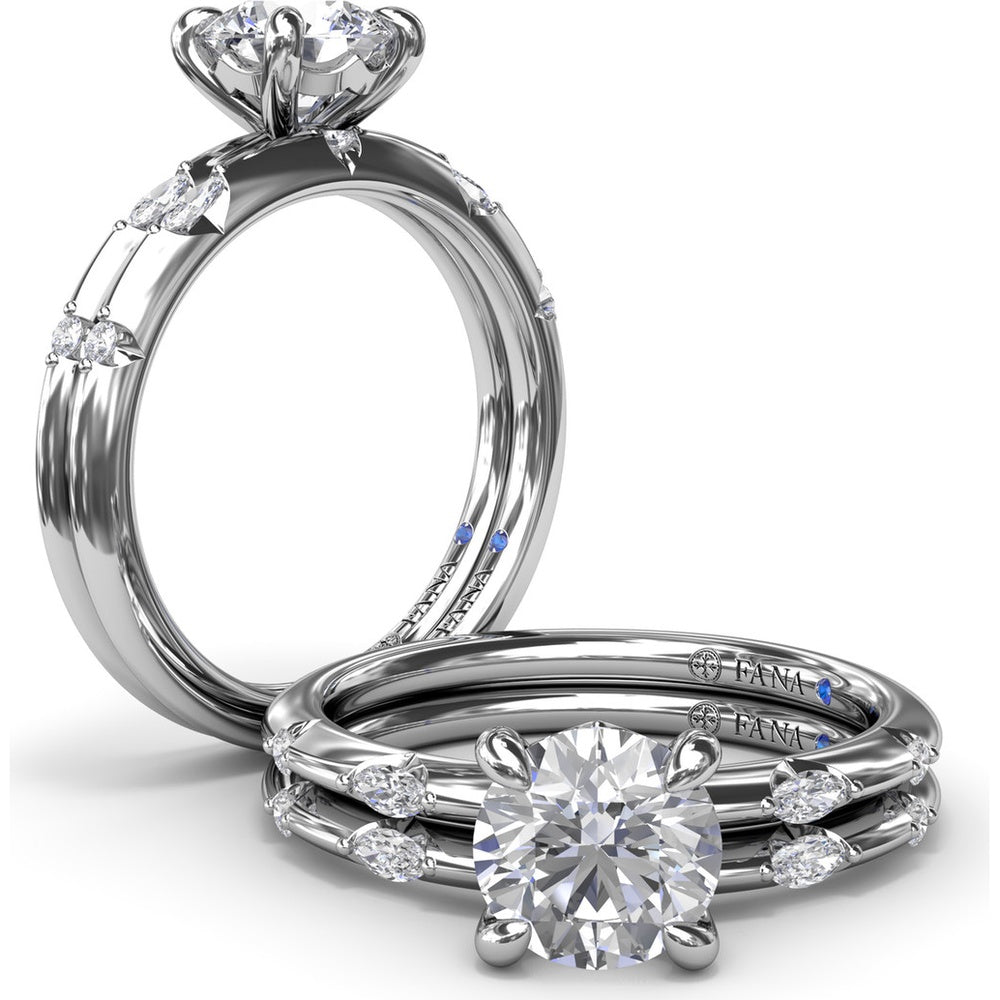 Raindrop Diamond Wedding Band with Alternating Marquise and Round Diamonds by Fana - 0.09 Carat Total Diamond Weight