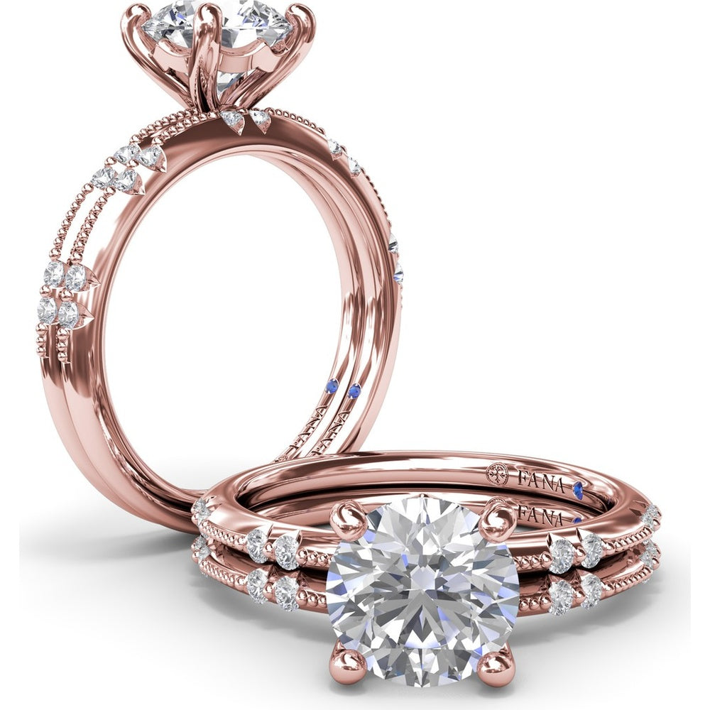 Raindrop Diamond Wedding Band with Prong-Set Round Diamonds by Fana - 0.14 Carat Total Diamond Weight