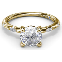 Raindrop Engagement Ring Setting with Knife Edge Band and Alternating Round & Marquise Diamonds by Fana - 0.10 Carat Total Diamond Weight