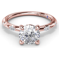Raindrop Engagement Ring Setting with Knife Edge Band and Alternating Round & Marquise Diamonds by Fana - 0.10 Carat Total Diamond Weight