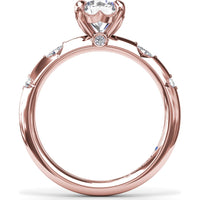 Raindrop Engagement Ring Setting with Knife Edge Band and Alternating Round & Marquise Diamonds by Fana - 0.10 Carat Total Diamond Weight