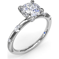 Raindrop Engagement Ring Setting with Knife Edge Band and Alternating Round & Marquise Diamonds by Fana - 0.10 Carat Total Diamond Weight