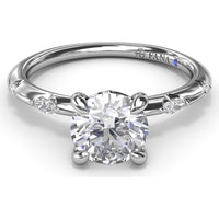 Raindrop Engagement Ring Setting with Knife Edge Band and Alternating Round & Marquise Diamonds by Fana - 0.10 Carat Total Diamond Weight