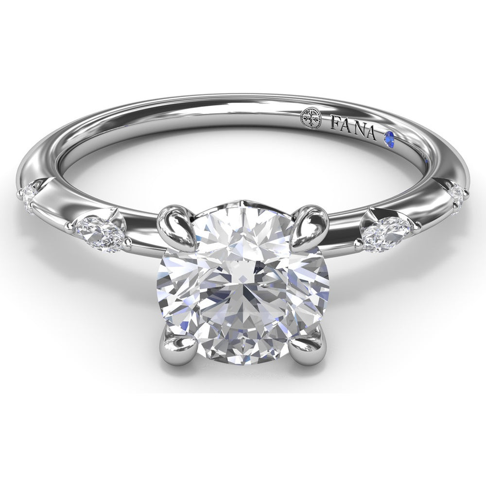 Raindrop Engagement Ring Setting with Knife Edge Band and Alternating Round & Marquise Diamonds by Fana - 0.10 Carat Total Diamond Weight