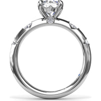 Raindrop Engagement Ring Setting with Knife Edge Band and Alternating Round & Marquise Diamonds by Fana - 0.10 Carat Total Diamond Weight