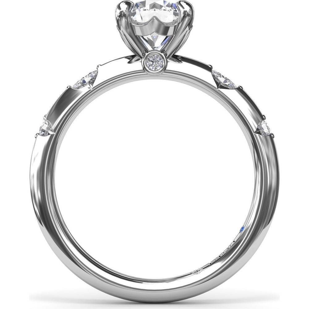 Raindrop Engagement Ring Setting with Knife Edge Band and Alternating Round & Marquise Diamonds by Fana - 0.10 Carat Total Diamond Weight