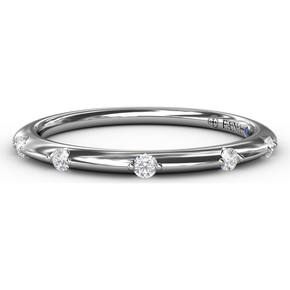 Raindrop Wedding Band with Prong-Set Round Diamonds by Fana - 0.07 Carat Total Diamond Weight