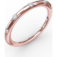 Raindrop Wedding Band with Prong-Set Round Diamonds by Fana - 0.07 Carat Total Diamond Weight