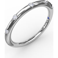 Raindrop Wedding Band with Prong-Set Round Diamonds by Fana - 0.07 Carat Total Diamond Weight