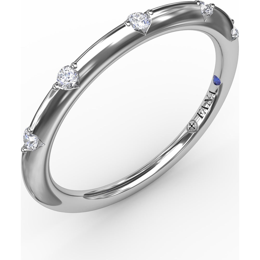 Raindrop Wedding Band with Prong-Set Round Diamonds by Fana - 0.07 Carat Total Diamond Weight