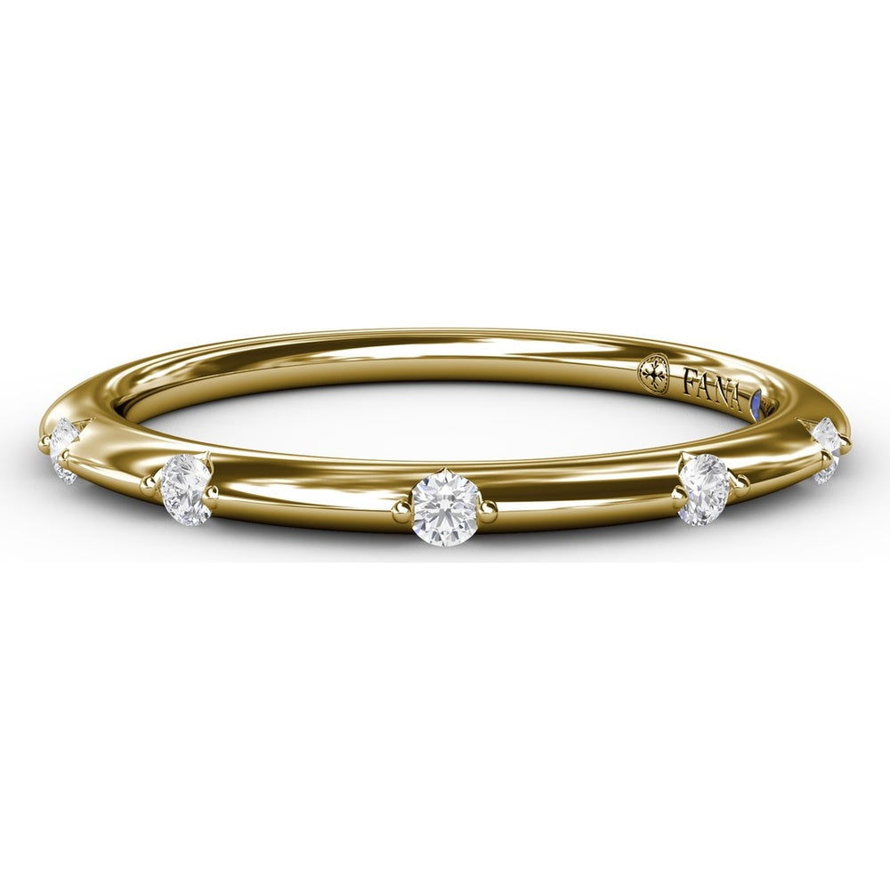 Raindrop Wedding Band with Prong-Set Round Diamonds by Fana - 0.07 Carat Total Diamond Weight