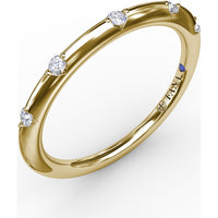 Raindrop Wedding Band with Prong-Set Round Diamonds by Fana - 0.07 Carat Total Diamond Weight