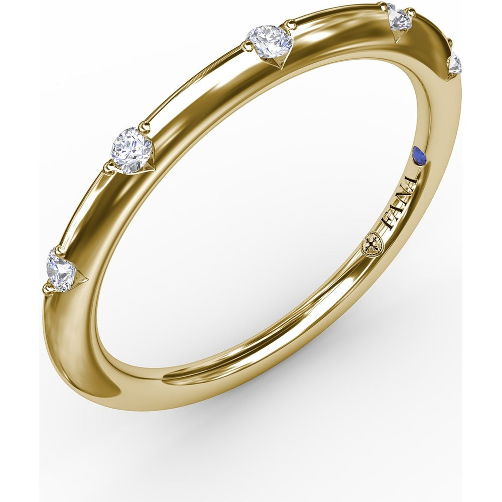 Raindrop Wedding Band with Prong-Set Round Diamonds by Fana - 0.07 Carat Total Diamond Weight