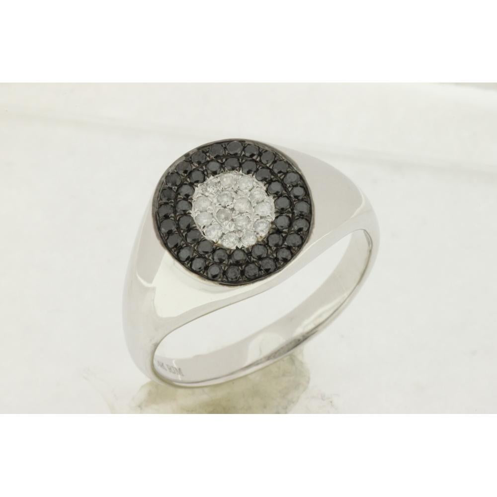 Regal 14K White Gold Men's Diamond & Black Diamond Ring - 0.15 Carat Total Diamond Weight