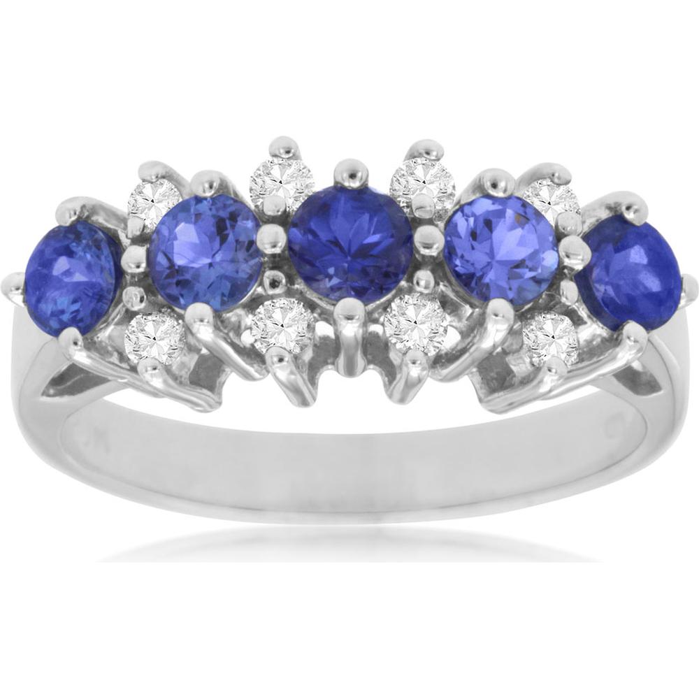 Regal 14K White Gold Tanzanite & Diamond Ring - 1.20 Carat Total Gem Weight