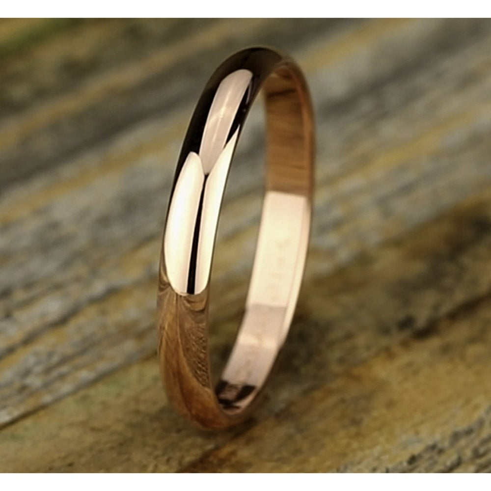 Regular Dome Classic Fit Men's Wedding Band in 14K Rose Gold - 3mm Width by Benchmark
