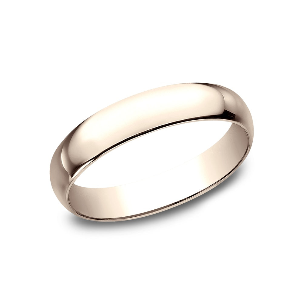 Regular Dome Classic Fit Men's Wedding Band in 14K Rose Gold - 4mm Width by Benchmark
