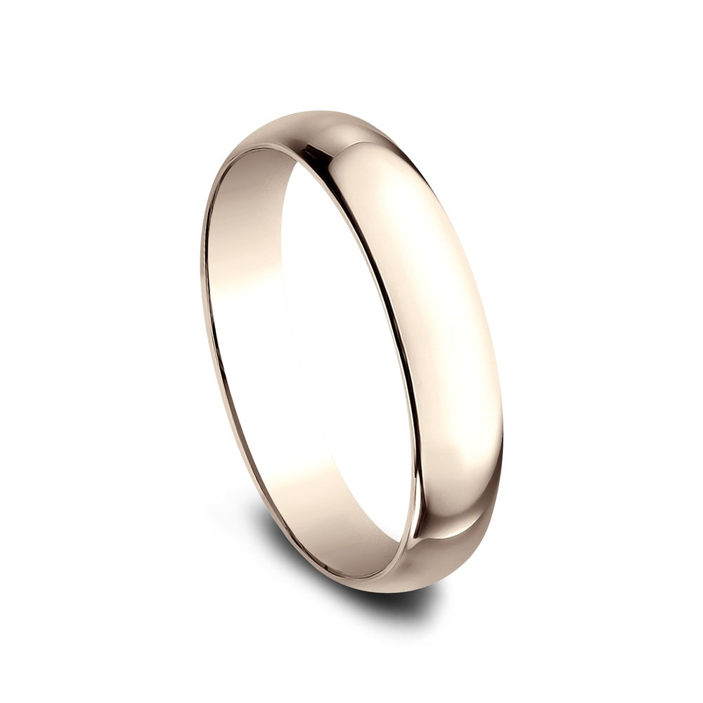 Regular Dome Classic Fit Men's Wedding Band in 14K Rose Gold - 4mm Width by Benchmark