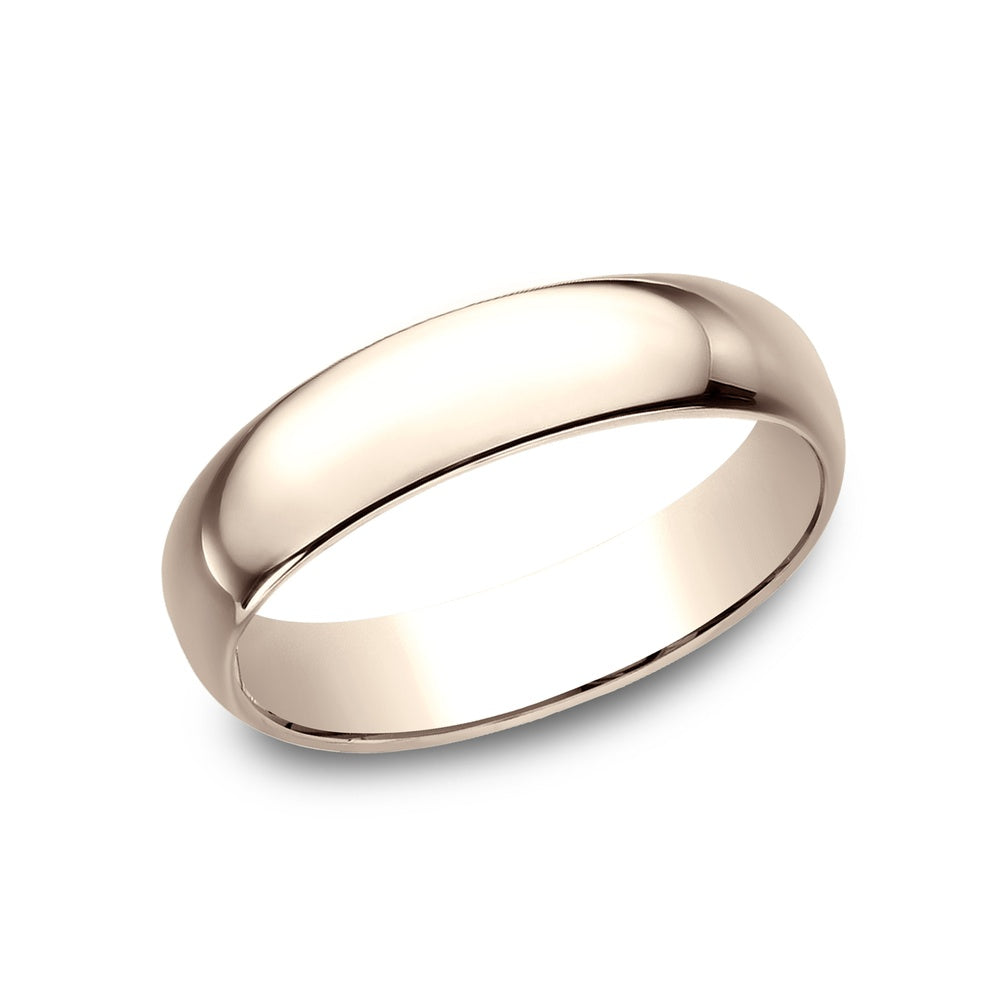 Regular Dome Classic Fit Men's Wedding Band in 14K Rose Gold - 5mm Width by Benchmark