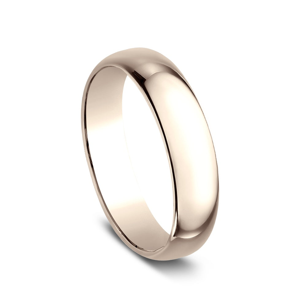 Regular Dome Classic Fit Men's Wedding Band in 14K Rose Gold - 5mm Width by Benchmark