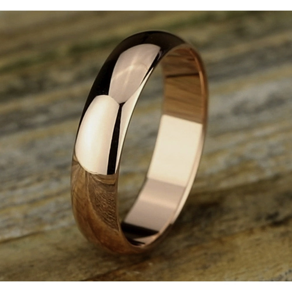 Regular Dome Classic Fit Men's Wedding Band in 14K Rose Gold - 5mm Width by Benchmark
