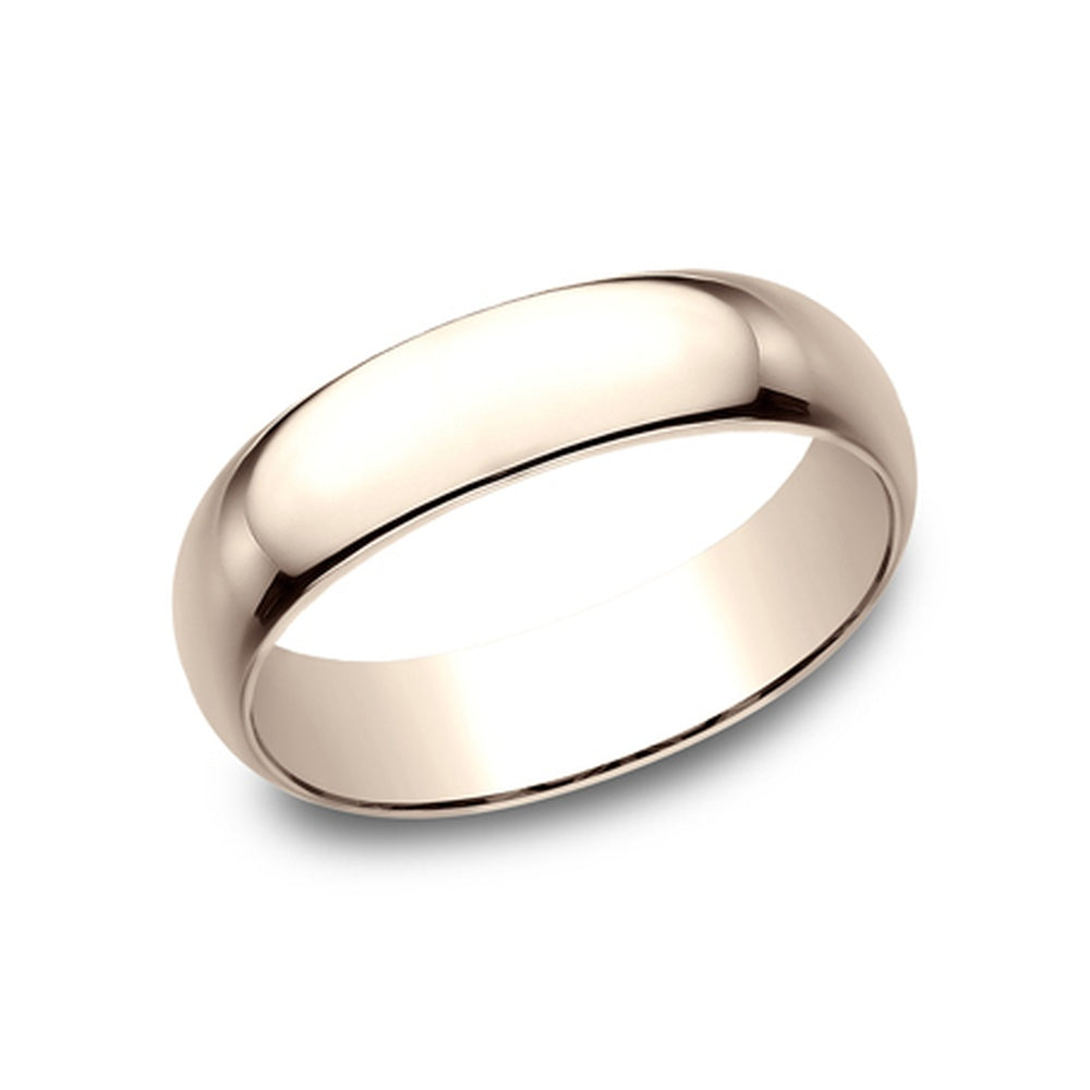 Regular Dome Classic Fit Men's Wedding Band in 14K Rose Gold - 6mm Width by Benchmark