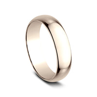 Regular Dome Classic Fit Men's Wedding Band in 14K Rose Gold - 6mm Width by Benchmark