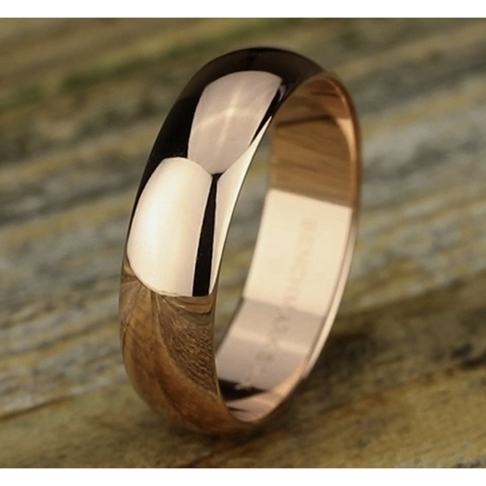 Regular Dome Classic Fit Men's Wedding Band in 14K Rose Gold - 6mm Width by Benchmark
