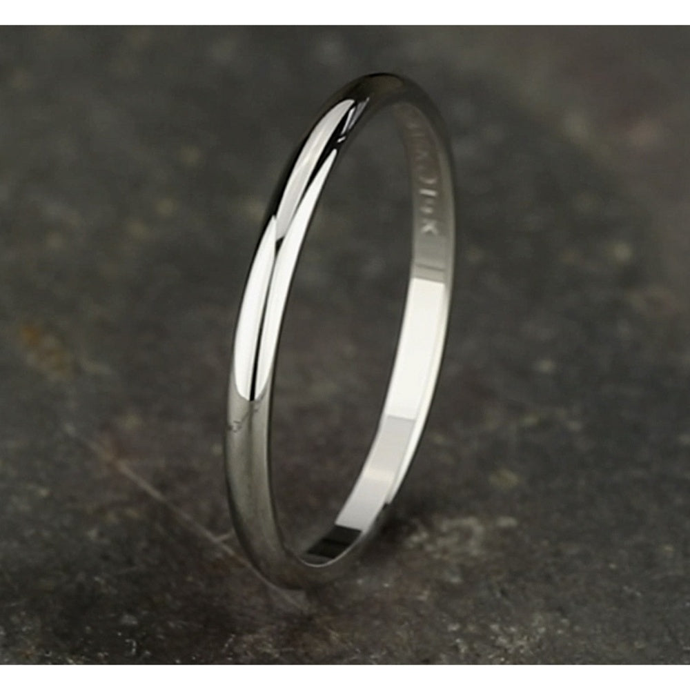 Regular Dome Classic Fit Men's Wedding Band in 14K White Gold - 2mm Width by Benchmark