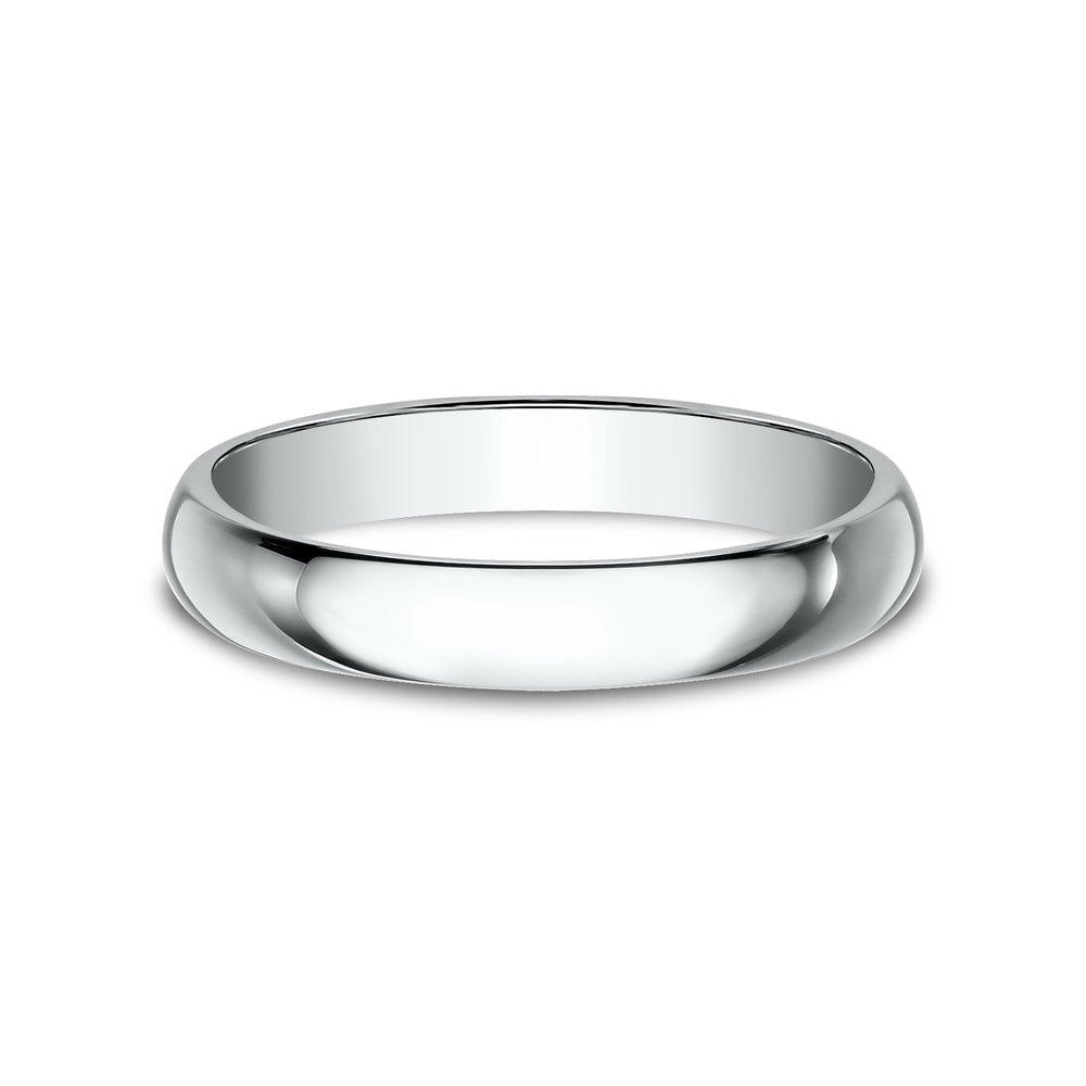 Regular Dome Classic Fit Men's Wedding Band in 14K White Gold - 3mm Width by Benchmark