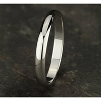 Regular Dome Classic Fit Men's Wedding Band in 14K White Gold - 3mm Width by Benchmark